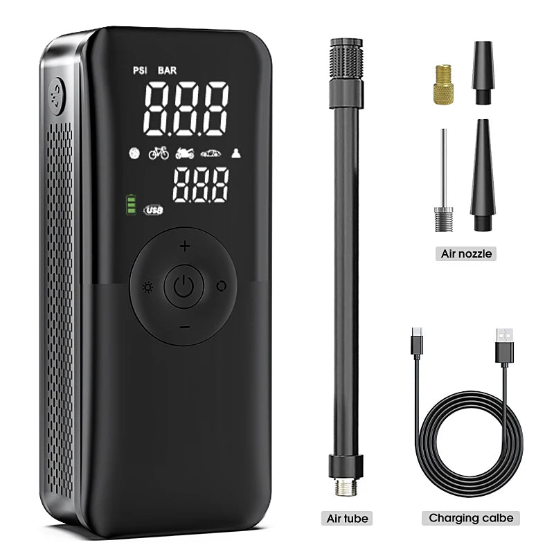 Rechargeable Air Pump Tire Inflator Portable Compressor Digital Cordless Car Tyre Inflator for Bicycle Balls