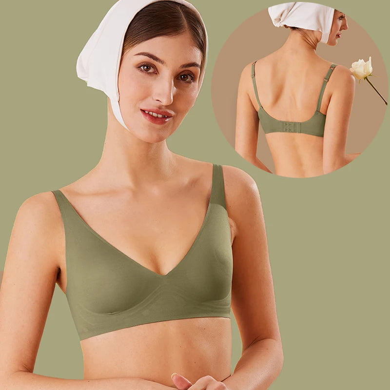 Women Latex Bra Seamless Underwear Sexy Brassieres Woman'S Wireless Bras Soft Female Intimates Lingerie plus Size Bralette S-XL