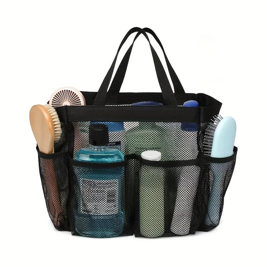 Portable Mesh Shower Organizer: 8 Pocket Hanging Shower Baskets, Suitable for Dormitories, Beaches, and Travel
