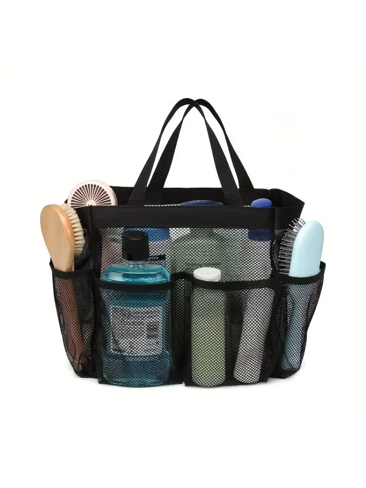 Portable Mesh Shower Organizer: 8 Pocket Hanging Shower Baskets, Suitable for Dormitories, Beaches, and Travel