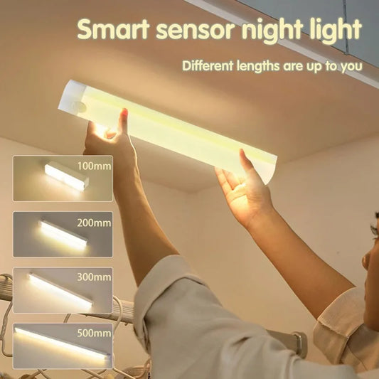 Motion Sensor Wireless LED Night Light Typec Rechargeable Cabinet Wardrobe Lamp Backlight for Kitchen Staircase Bedroom Lighting